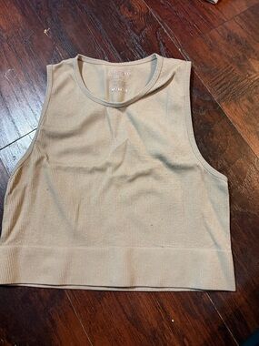 Ribbed Cropped Tank Top - Olive